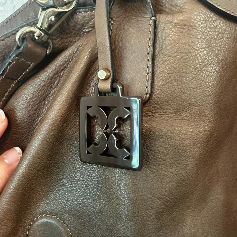 Gorgeous Coccinelle Brown Pebbled Leather Shoulder Bag | Quiet European Luxury